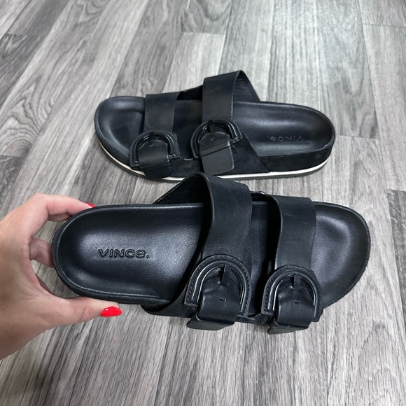 Vince Glyn Leather Sandal Black 8 - Picture 2 of 6
